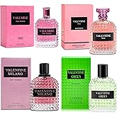 A CENTER 4PCS Perfume Set for Women - Floral Fragrance Gift Set with Vanilla,Sweet Fruity, Eau De Parfume| 3.4 Fl Oz Each Women's Cologne(Valentine Milano/Rose/Green,Valuable)
