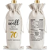 70th Birthday Gift Ideas for Women Men, 70 Years Old Birthday Party Decoration Wine Bag Gifts, Happy 70th Birthday Decor, Pairs Well with Turning 70, 1956 Wine Bag