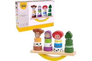 Disney Wooden Toys Toy Story Balance Blocks, 17-Piece Set Features Woody, Buzz Lightyear, Jessie, and Rex, Officially Licensed Kids Toys for Ages 18 Month by Just Play