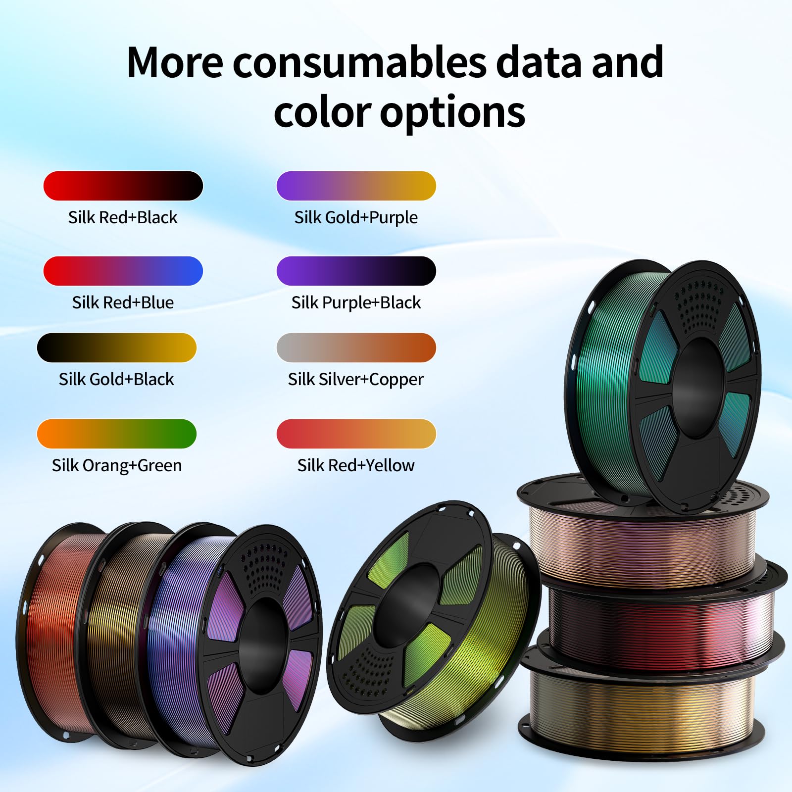 GIANTARM Dual Silk PLA Filament 1.75 mm, 3D Drucker PLA Silk Filament 1 kg/Spule, zweifarbig Rot+Schwarz 5