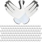 YOUKE OLA 120 Pair Gardening Gloves for Men Women, Breathable Rubber Coated Garden Gloves Working Gloves for Gardening, Construction Grey