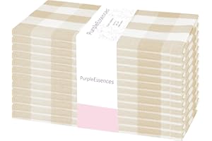 PurpleEssences Buffalo Plaid Cloth Napkins - Mitered Corners - Fall Thanksgiving Halloween Gingham Check Dinner Napkin - Set 