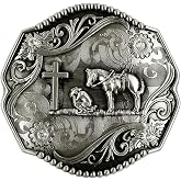 Moranse Cross Cowboy Kneeling Prayer Horse Zinc Alloy Belt Buckles