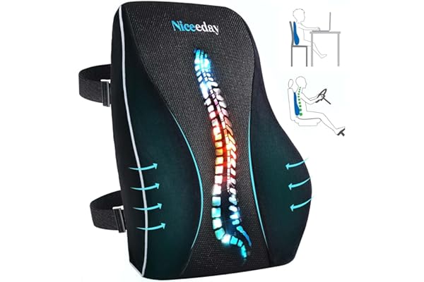 Lumbar Support Pillow for Office Chair Car Lumbar Pillow Lower Back Pain Relief Memory Foam Back Cushion with 3D Mesh Cover G