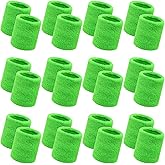 Bememo 24 Pcs Wrist Sweatbands Bulk Sports Wrist Bands for Men Women Breathable Athletic Tennis Wristbands Stretchy Absorbent Cotton Terry for Basketball, Baseball, Gym, Working Out