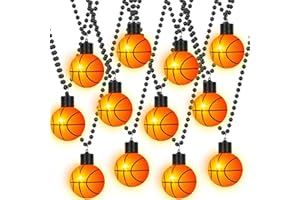 Ferreve 12 Pcs LED Ball Necklaces Basketball Football Baseball Party Light up Necklaces Glow Pendant Sports Party Favors Costume for Adult Sports Themed Party Gift (Basketball)