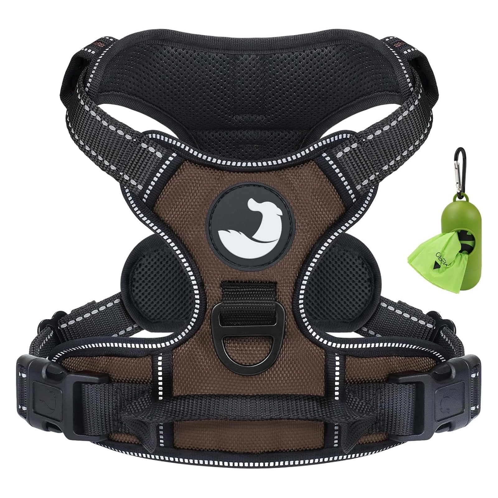 Joytale Dog Harness Small Dog No Pull Harness for Dogs with 2 Clips, Adjustable Soft Padded Dog Harness Reflective with Easy Control Handle for Walking and Training, Brown, S โ image 1