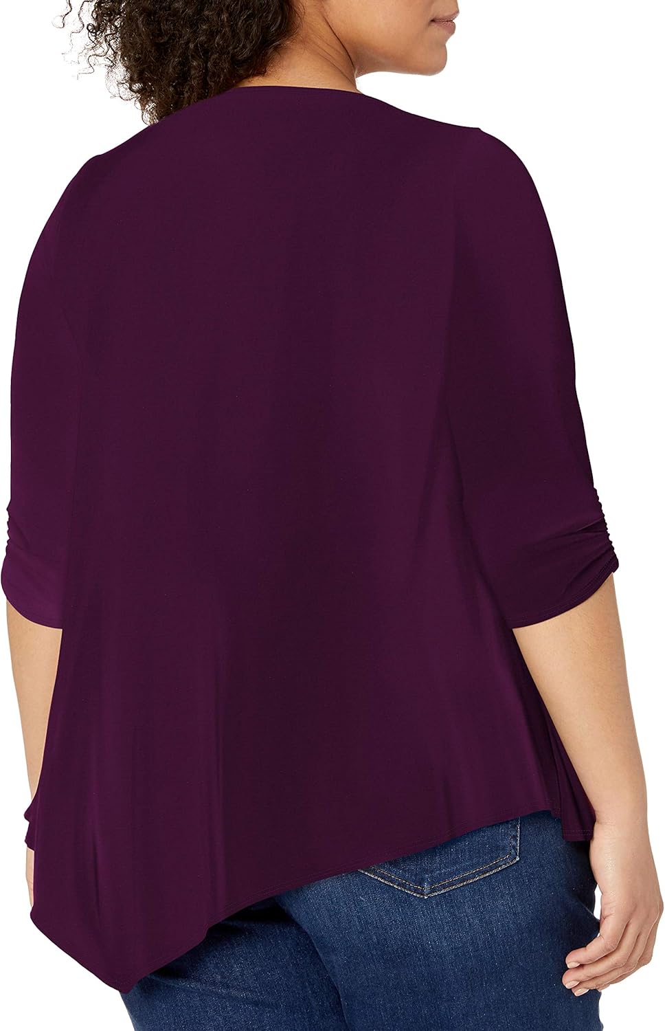 Star Vixen Women's Plus-Size Elbow-Cinch Sleeve Hanky Hem Top at  Women’s Clothing store