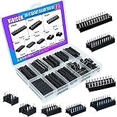 VIBICCK 75pcs DIP IC Sockets Solder Type Adaptor Assortment Kit | 2.54mm Pitch 6 8 14 16 18 24 28 Pin dip sockets ic Socket