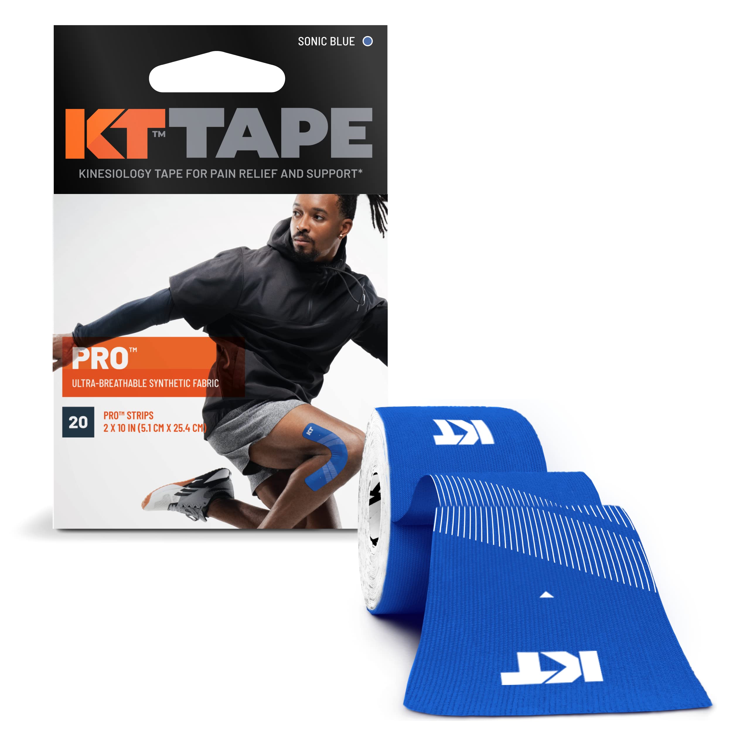 KT Tape Pro 20 - Kinesiology Tape - Synthetic Performance Kinesiology Tape waterproof pre cut - Strongest fiber strength waterproof tape for sport - 4 to 7 Days of Support - Reflective Safety Prin