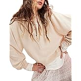 Esmeling Women Casual Button Front Sweater Henley Neck Long Sleeve Knitwear Solid Cropped Pullover Sweater