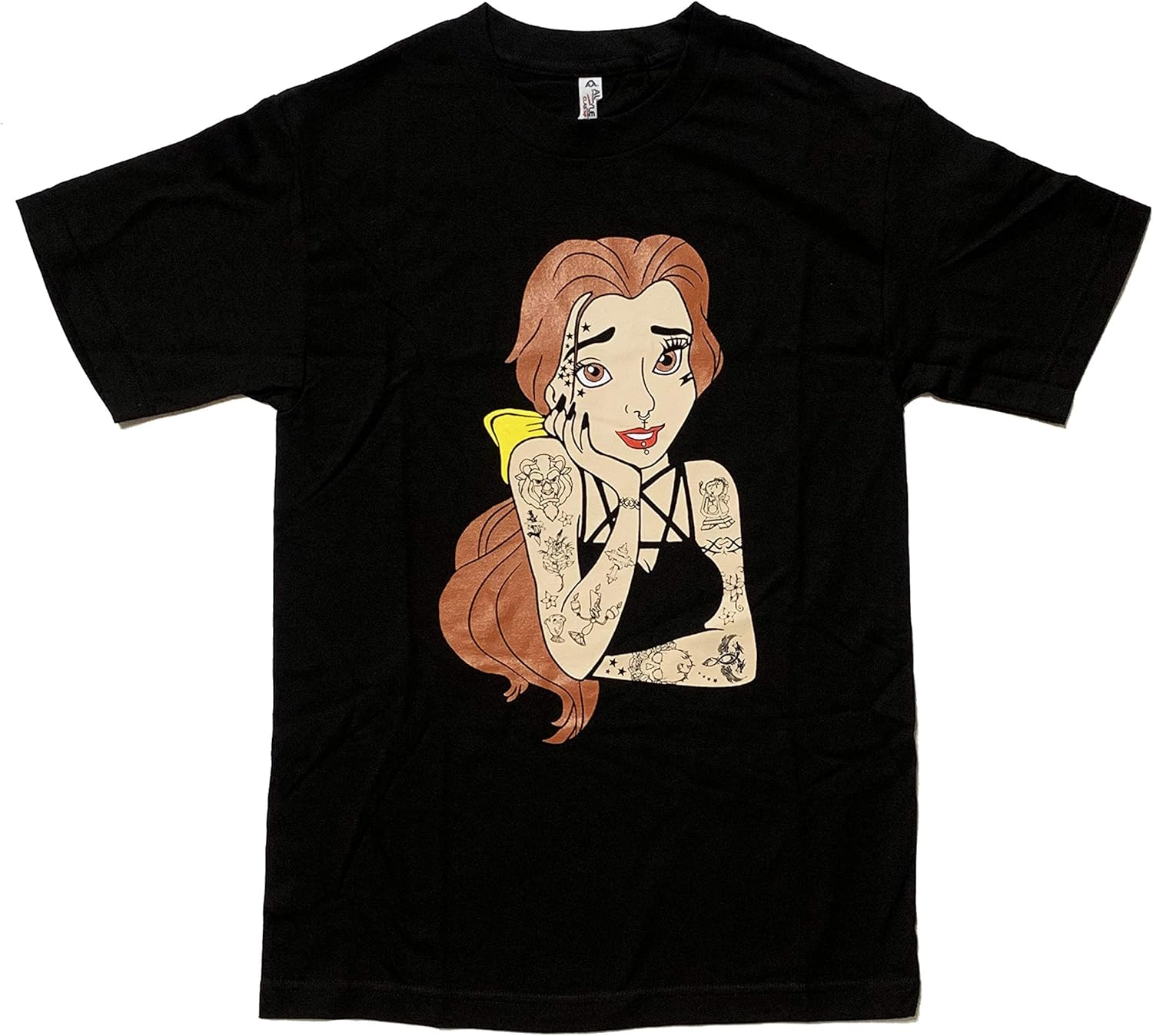 Amazon 美女と野獣 ベル タトゥー ディズニー パロディ Tシャツ 並行輸入品 Tシャツ カットソー 通販