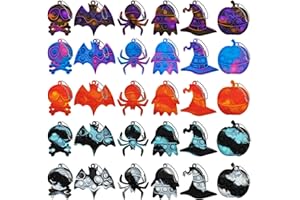 DZLUSJ 30pcs Halloween Mini Pop Keychain Fidget Toys - Rainbow Silicone Simple Fidget Toys - Halloween Decorations and Party Favor