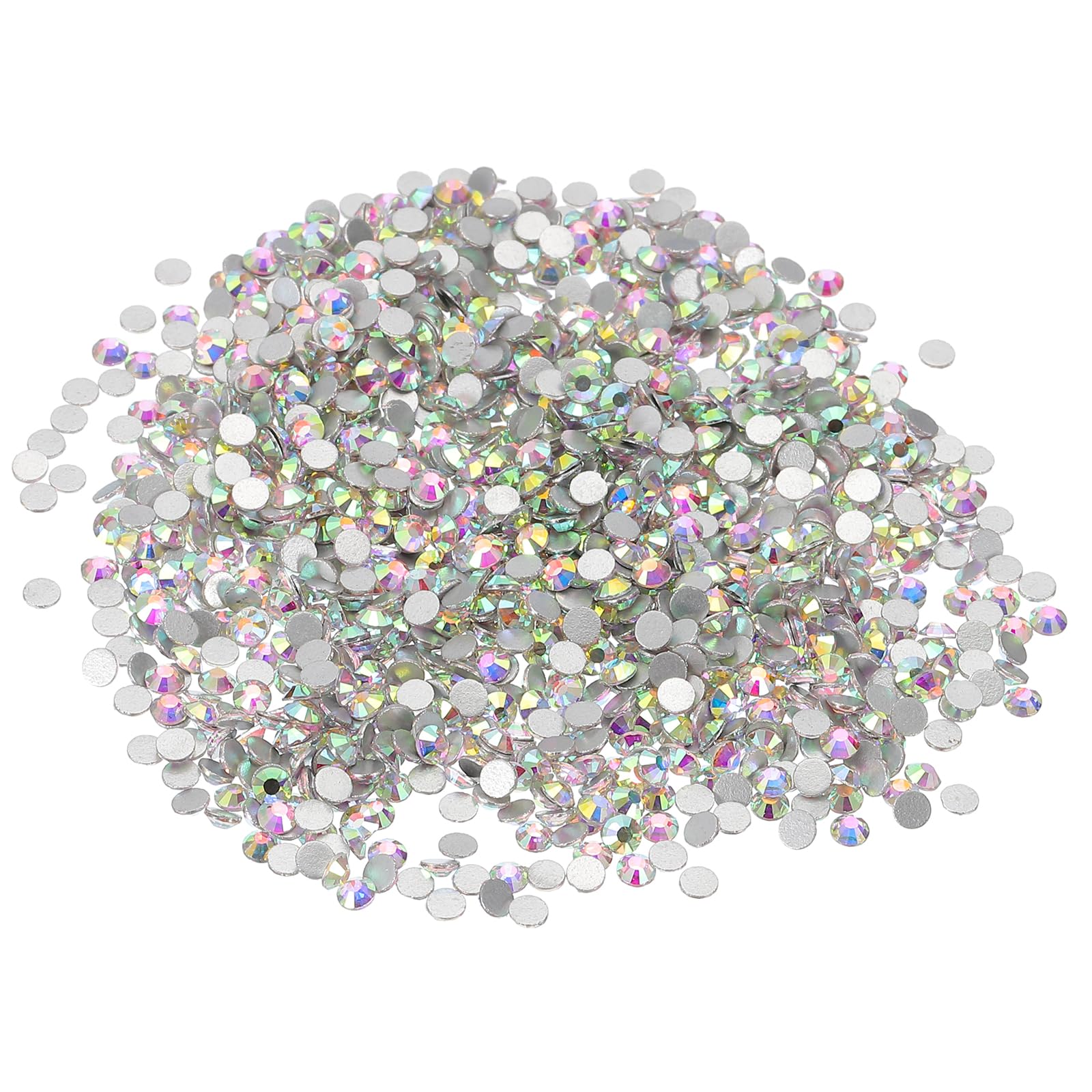 PATIKIL SS12/1440Pcs Glass Diamante Rhinestone, Crystal Glass Flat Back Rhinestones Round Crystal Man Made Gems Diamond Decor for Nail Art Craft Clothes DIY Makeup, AB White