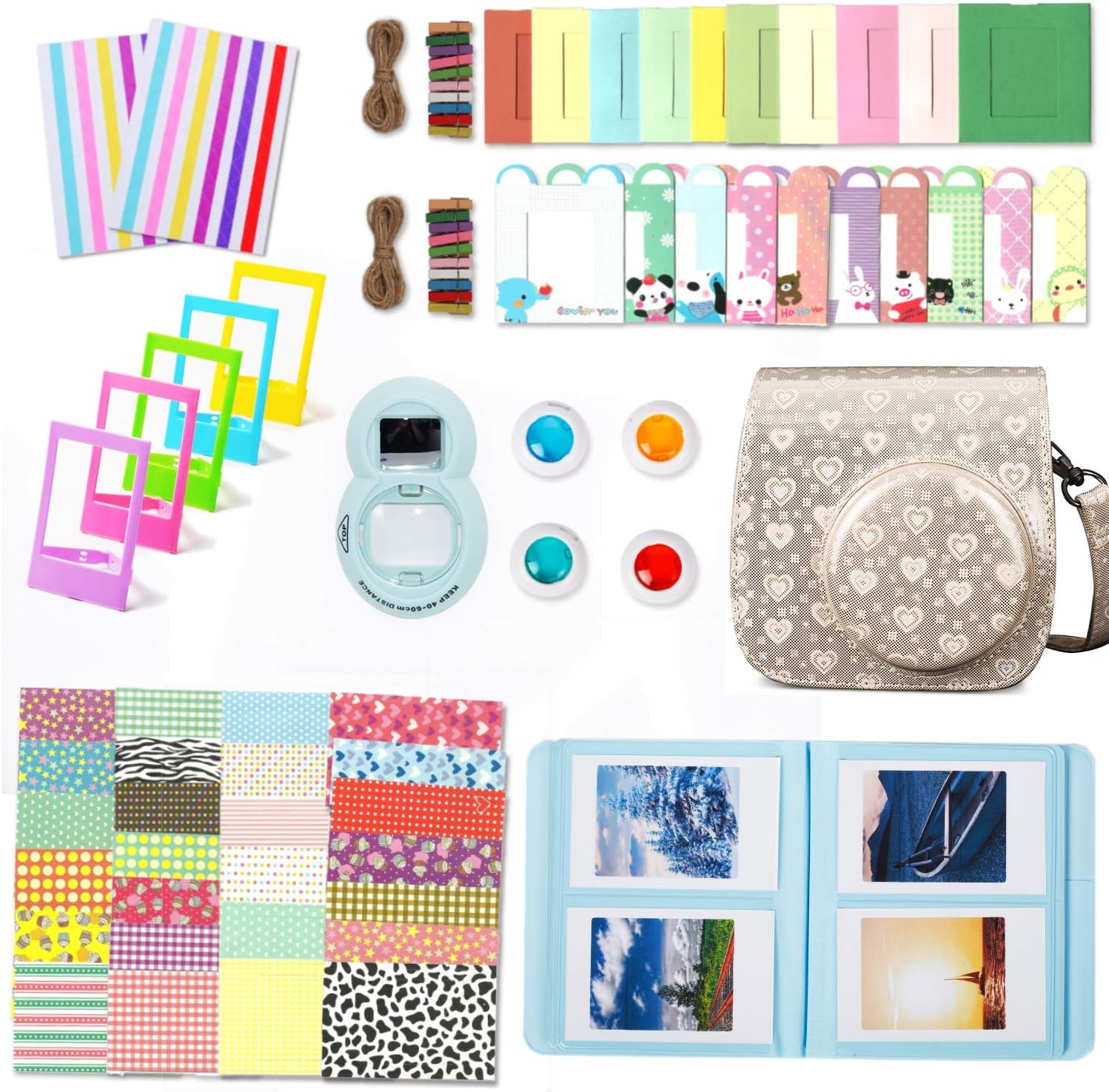 Leebotree Camera Accessories Compatible with Instax Mini 11 Instant Camera Include Case/Album/Filters/Wall Hang Frames/Film Frames/Stickers (Cat Purple)