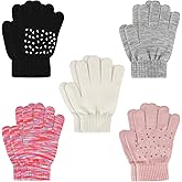 ONESING 3-24 Pairs Winter Knit Gloves for Kids - White Finger Gloves for Boys and Girls