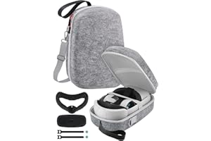 TOENNESEN Hard Carrying Case for Meta Quest 3/Oculus Quest 2 VR Headset with Official Elite Battery Strap and Touch Controllers Accessories, Lightweight for Travel and Home Storage(Grey)