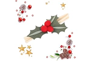 LINLULU Christmas Holly Headband - Christmas Hair Accessories, Felt Red Holly Berry Headband, Toddler Cranberry Hair Accessories for Girls