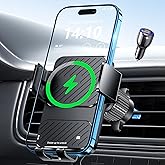 Guceful Wireless Car Charger, Phone Holders for Your Car 15W Fast Charging Auto Clamping, Air Vent Car Phone Mount for iPhone 17 16 15 14 13 Mini Pro Max XR, Samsung Galaxy S25 Ultra S24 S23 S22 S21