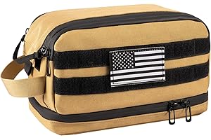 Dinictis Toiletry Bag For Men, Travel Toiletry Bag, Shower Bag, Hygiene Bag, Dopp Kit, Shaving Kit, Small Tactical Bag, EDC Military Molle Pouch- Brown