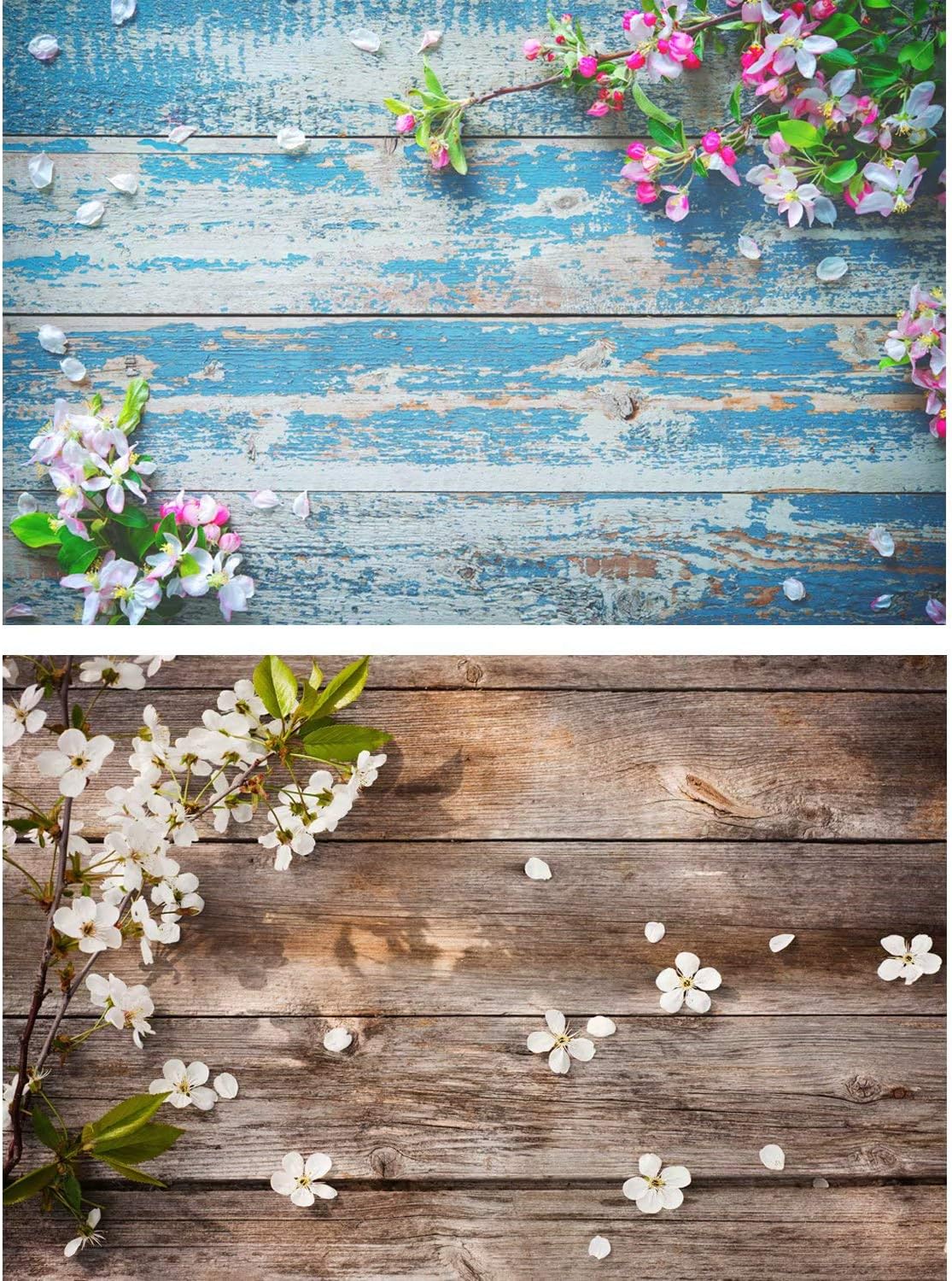 NIVIUS PHOTO Double-sided Waterproof Paper Background - Great for Food Jewelry Luxury Cosmetics Tabletop Photography - Wood Floral Texture 33"x22"(83x55cm) FUSDP-14