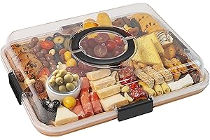 Hbnlai Charcuterie Board with Clear Lid, Travel Portable Cheese Board Charcuterie Boxes, House Warming Gifts New Home, Gifts 