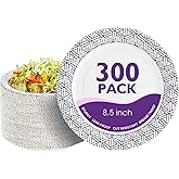 PACKINNO Disposable Paper Plates 8.5 Inch 300 Count, Soak Proof and Cut Resistant Heavy Duty Paper Plates Bulk for Parties, Picnics, Camping, and Everyday Meals