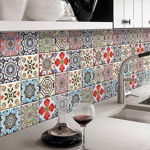 6 pieces bathroom tile stickers yellow vintage brick pattern wall stickers self adhesive tile