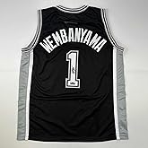 Facsimile Autographed Victor Wembanyama San Antonio Black Reprint Laser Auto Basketball Jersey Size Men's XL
