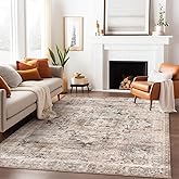 GENIMO 8x10 Area Rugs for Living Room, Machine Washable Non Slip Vintage Retro Rugs, Low Pile Lightweight Thin Print Rug for 
