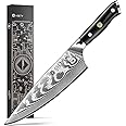 ASETY Damascus Chef Knife, 8-inch Razor-Sharp Japanese Chef Knife with VG10 Steel Core, Full Tang G10 Handle, NSF Food-Safe Professional Kitchen Knife with Sheath, Christmas Elegant Box