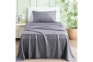 INFIIXSO Twin XL Sheets Set Grey - 100% Rayon Derived from Bamboo, 3 Pieces Cooling Sheets Set, Deep Pocket up to 16", Soft Silky Luxury Bedding Sheets & Pillowcases