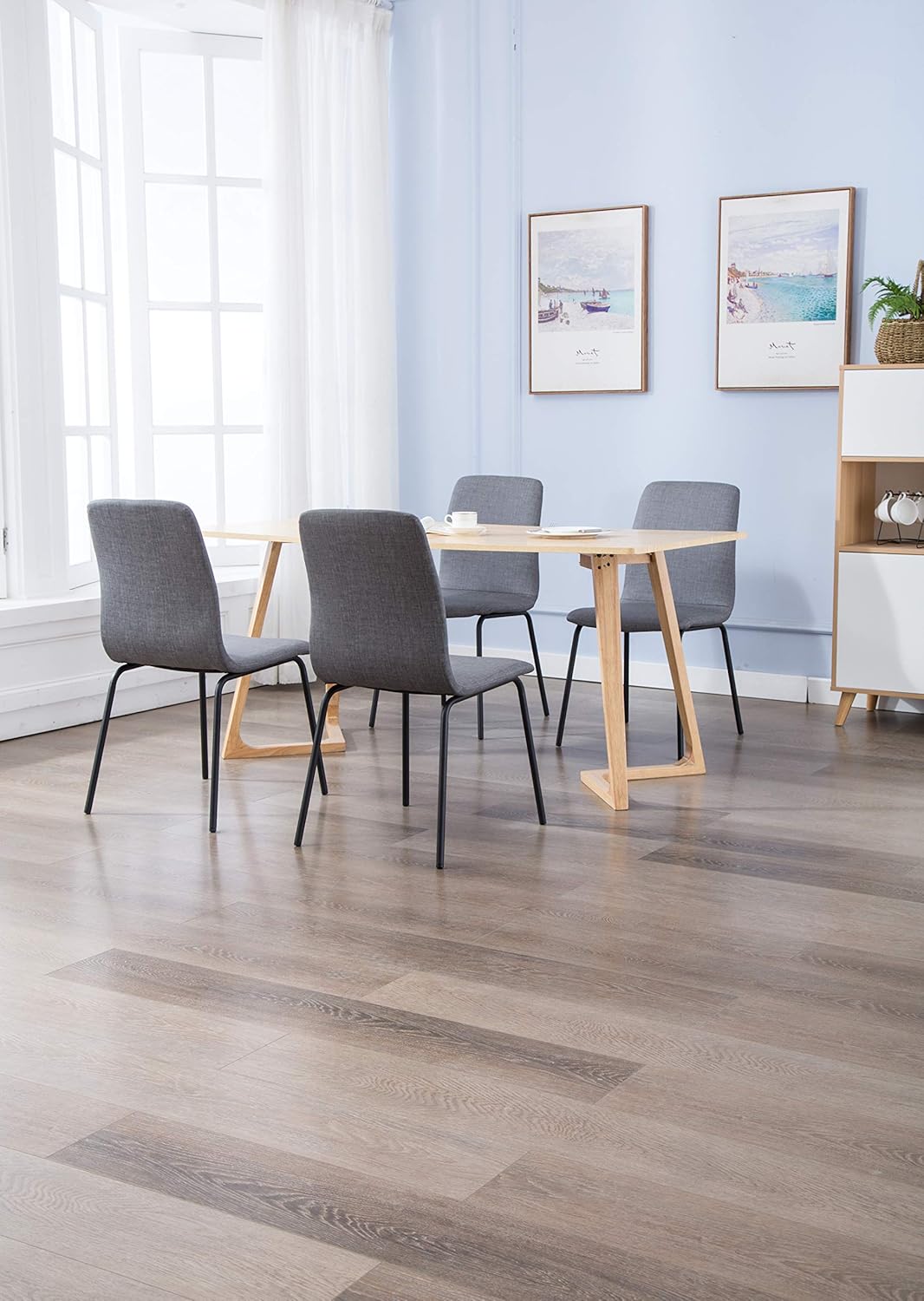 Kitchen Dining Chairs Set of 4 Waterproof Fabric Side Chairs Sturdy Metal Legs Home Kitchen Living Room Table (Brown) - Table & Chair Sets