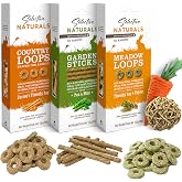 Supreme Naturals Rabbit Treats, Meadow Loops for Rabbits, Country Loops &amp; Garden Sticks with Bunny Chew Toys (Grass Ball &amp; Carrot Chew) &ndash; Natural Timothy Hay Treats for Small Pets, 7.7 oz Total