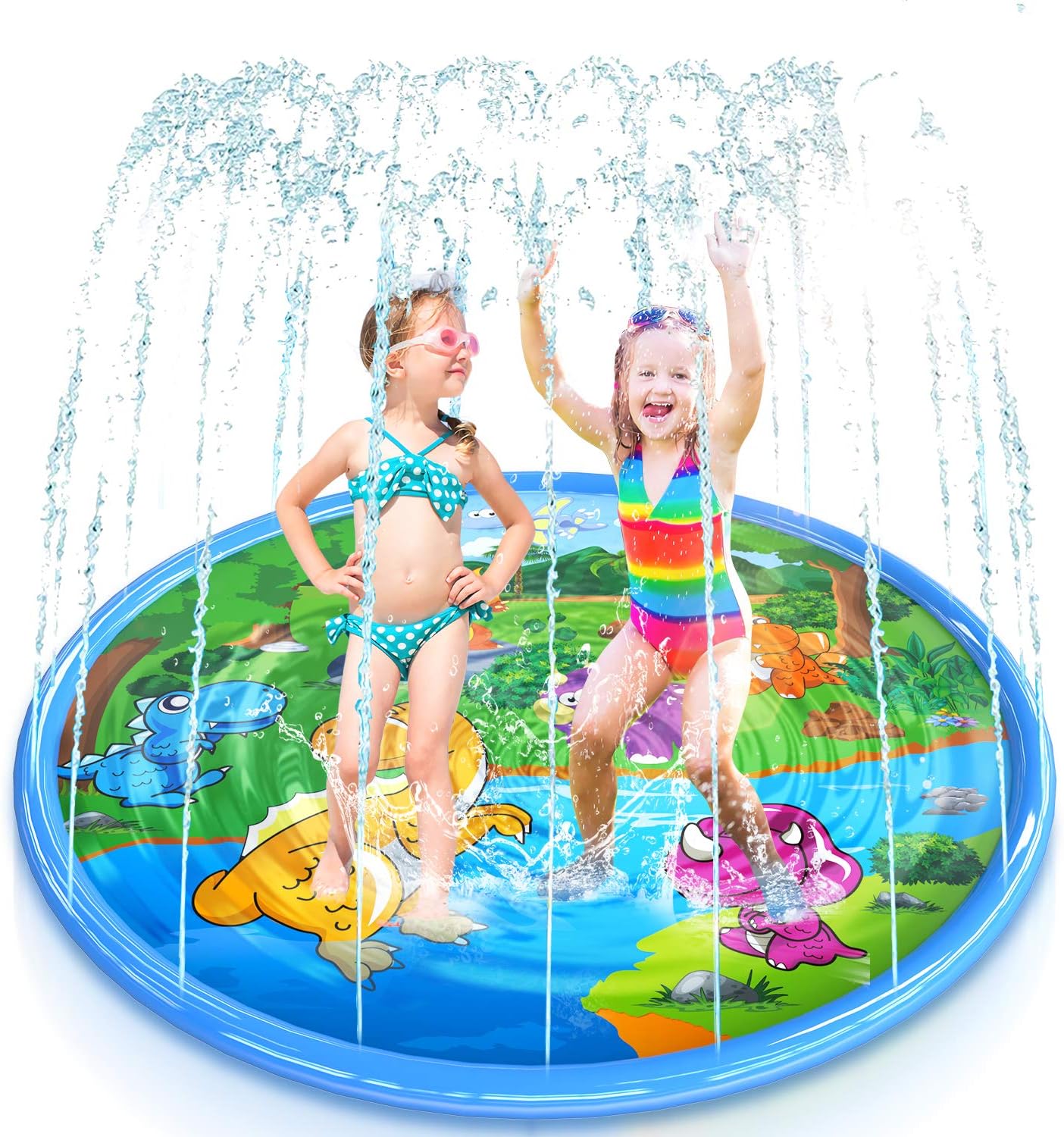 Splash Pad for Kids, VSATEN 68" Dinosaur Splash Play Mat Baby Wading Swimming Pool, Fun Summer Outdoor Water Sprinkler Toys for Toddlers Boys Girls 3 4 5 6 7 Years Old