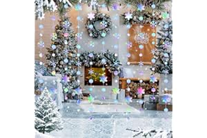 KINYFY 52 Ft Snowflake Garland Decorations Kit, Holographic Twinkle Little Garlands Hanging Streamer Backdrop Banner for Birthday Baby Shower Graduation Wedding Ramadan EID