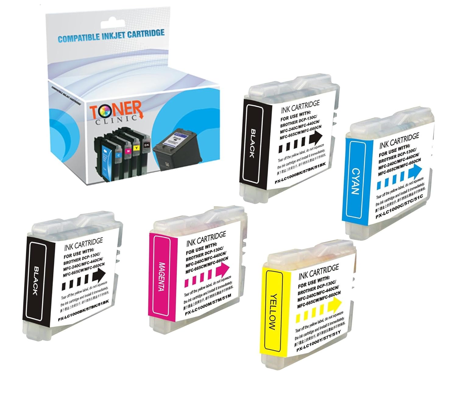 Amazon.com: Toner Clinic ® TC-LC51 5PK 2 Black 1 Cyan 1