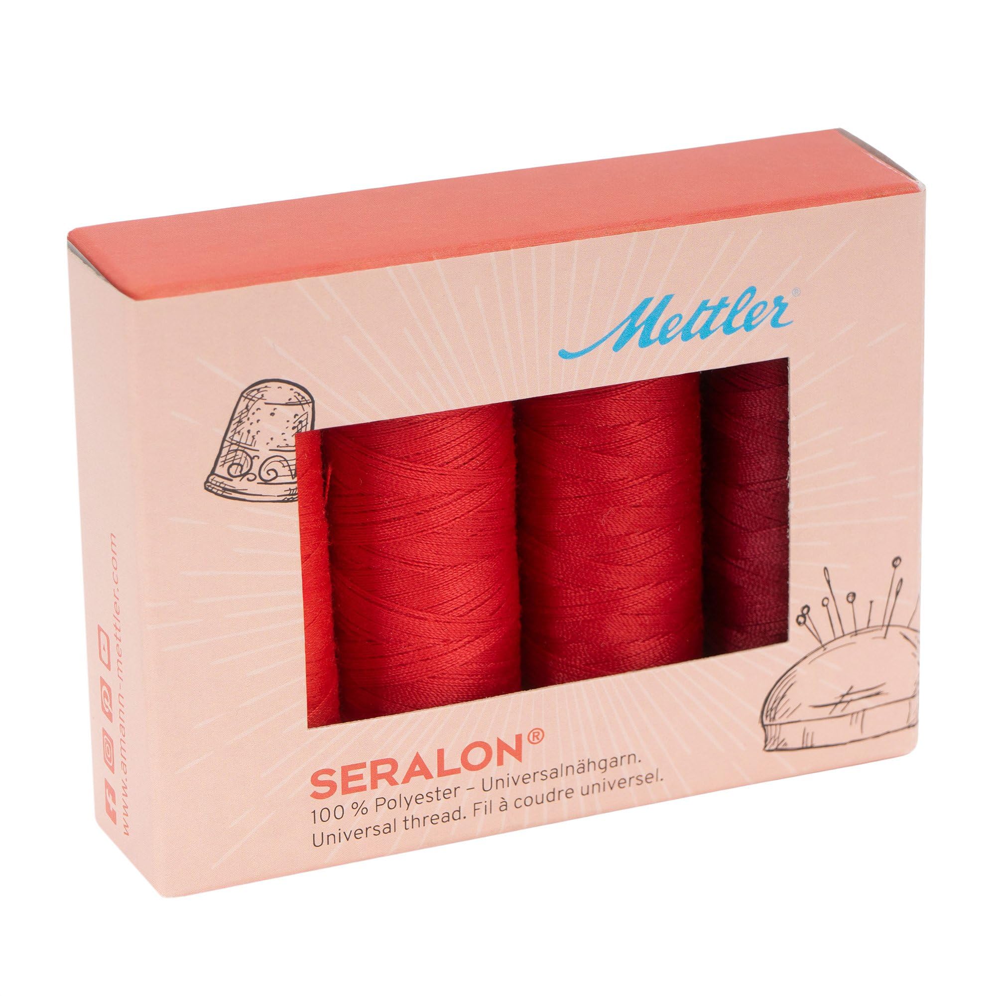 Mettler Seralon No.100 200m Red Thread Kit - 4 Spools