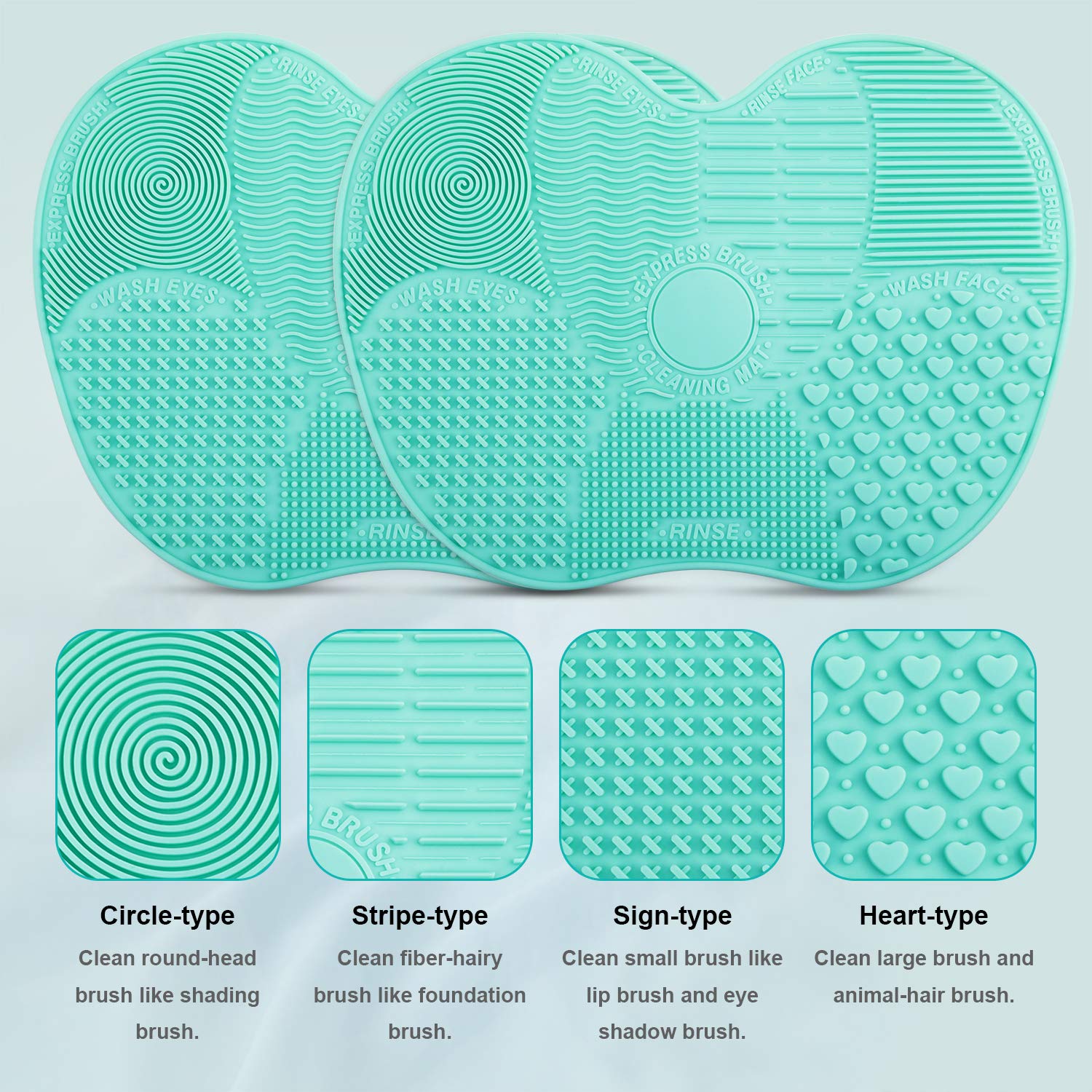 2-Pack Brush Cleaning Mats, Easkep Makeup Cleaner Pad Portable Washing Tool Scrubber with Suction Cup Set of 2 Cosmetic Silicone (Green+Green): Beauty
