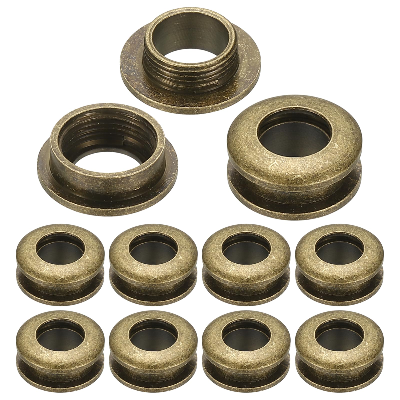 PATIKIL 8mm(1/3 inch) Solid Brass Hole Eyelets, 10 Pcs Arc Surface Self Backing Grommets with Washer for Shoes Clothes Crafts Bag Leather Craft, Bronze — image 1