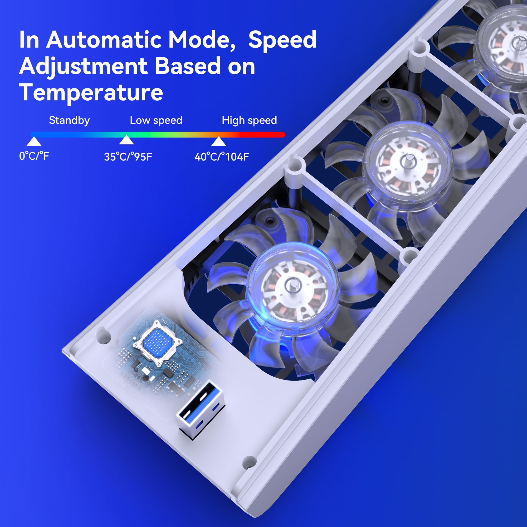 NEWDERY Lüfter für PS5-Zubehör, Verbesserter Leiser Lüfter, Automatische Temperaturangepasste Drehzahl, Dynamische RGB-Beleuchtung, Passend für PlayStation 5, Nicht für PS5 Slim/Pro 5