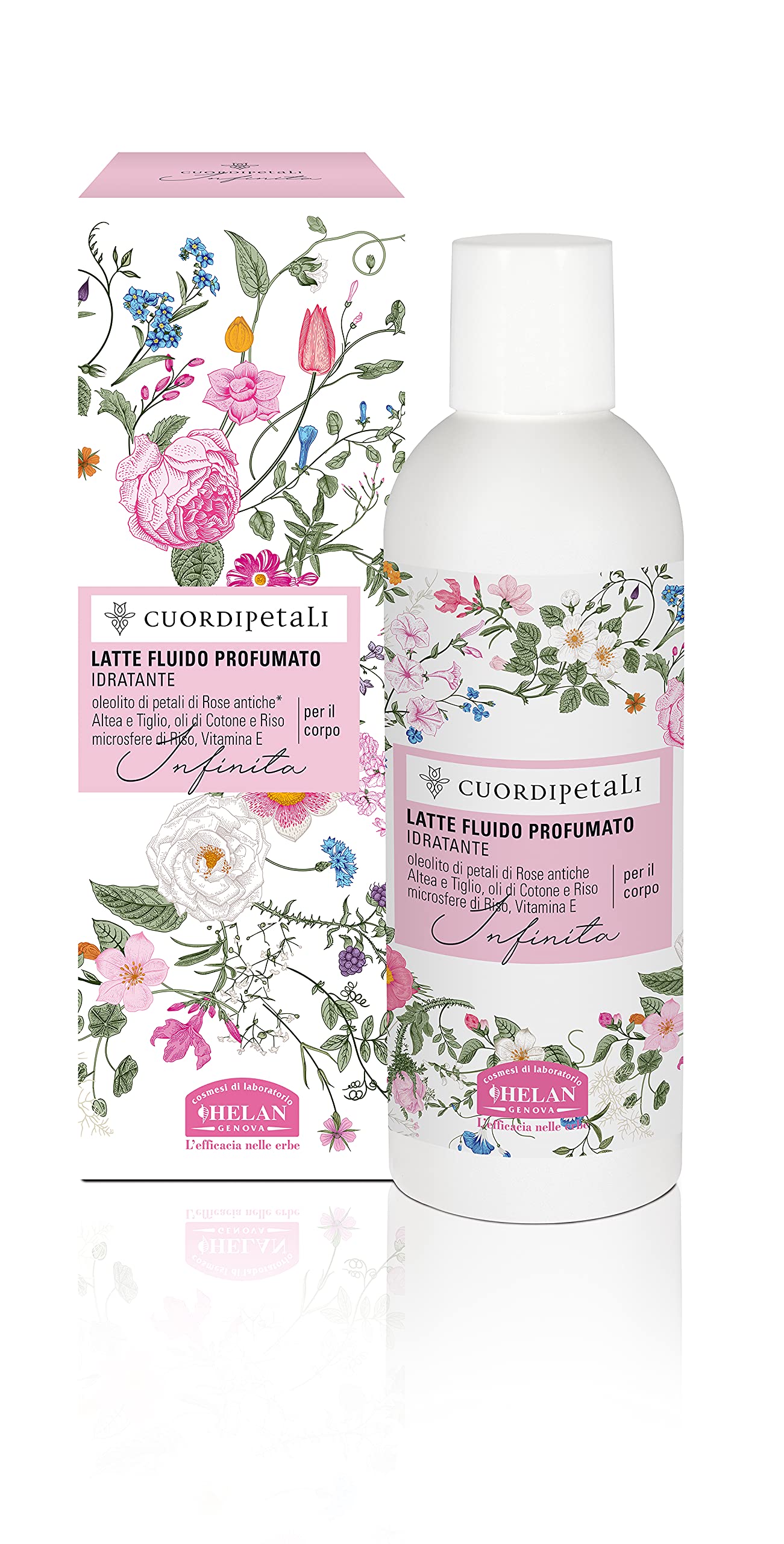 Helan Cuor di Petali - Moisturising, Scented Body Lotion with Vitamin E, Sweet Almond Oil, Ancient Rose Petals - Non-Greasy, Gentle Moisturiser & Body Lotion for a Silky Effect - Made in Italy, 200 ml