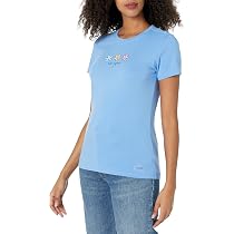 Life Is Good Women's Crusher Tee - Three Daisies Graphic, Cornflower Blue, X-Small - View #6