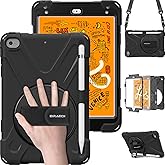 BRAECN iPad mini 5 Case,iPad mini 4 Case, Heavy Duty Shockproof Protective Rugged Case with Pencil Holder,Hand Strap,Kickstand, Shoulder Strap for iPad mini 5th/4th Generation 7.9 Inch for Kids-Black