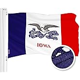 G128 Iowa IA State Deluxe Flag | 3x5 Ft | ToughWeave Series Embroidered 300D Polyester | Embroidered Design, Indoor/Outdoor, Brass Grommets