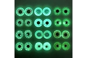 QTTLLI 10 Pairs 35mm Glow in The Dark Glass Round Pupil Eyes Owl Eyes Round Dome Glass Cabochons Flatback for DIY Craft Clay Eyes, 35mm