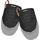 Cuisinart Mini Oven Mitts – 5.5” x 8” Heat-Resistant Kitchen Mitts for Oven with Non-Slip Printed Silicone, Cotton Filling, and Faux Leather Loop – Durable Oven Mitt Set for Cooking & Baking (Horizon)