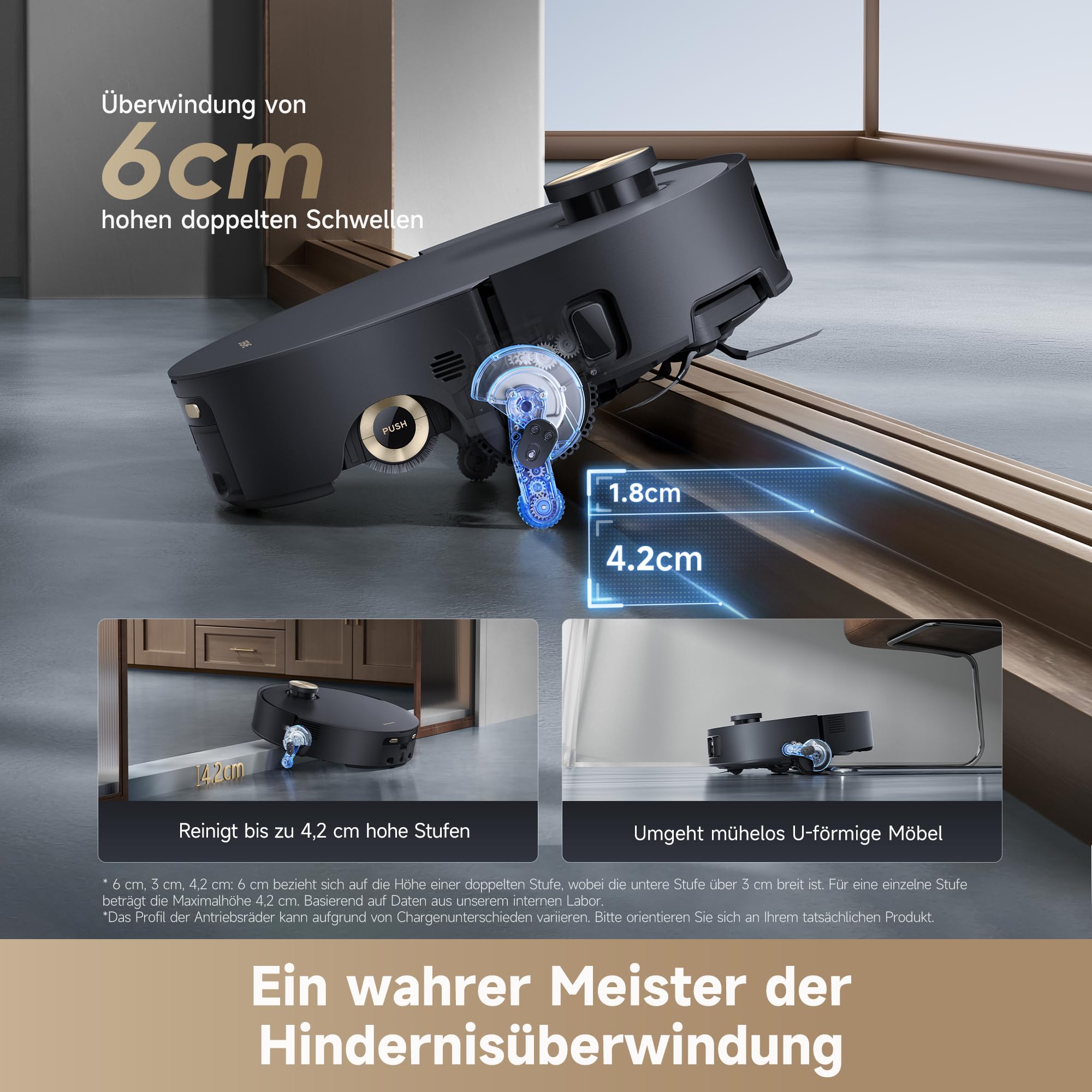 dreame Aqua10 Roller-Saugroboter mit AquaRoll-Wischer, Teppichschutz-Rollenabdeckung, 6 cm Hindernisüberwindung, automatischer Leerung, Selbstreinigung, Saugkraft von 30.000 Pa 4