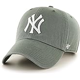 47 Brand MLB Moss Green Primary Logo Clean Up Adjustable Strap Baseball Cap Hat, Adult One Size Fits All