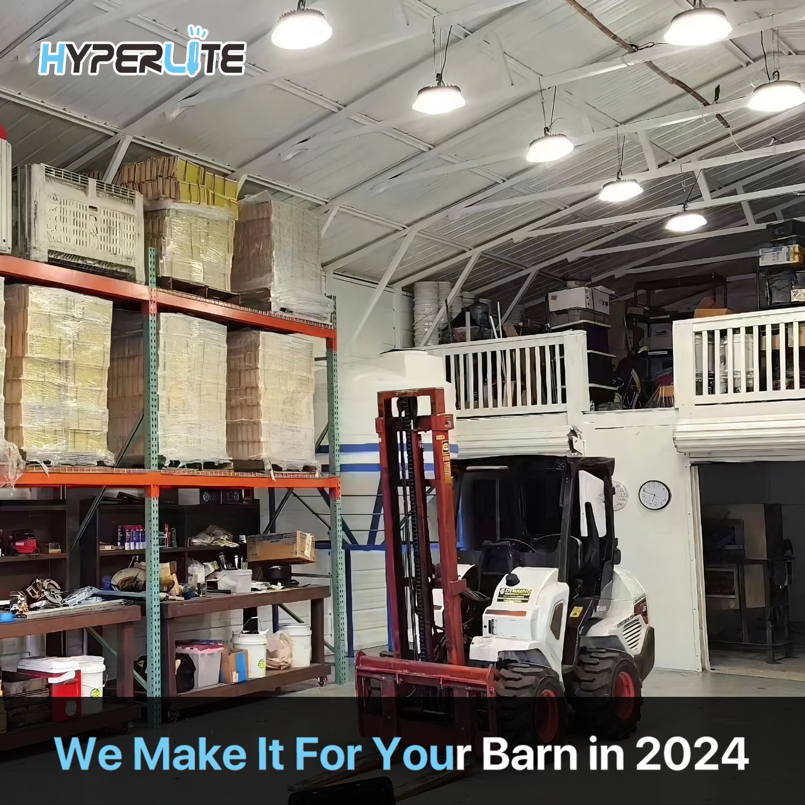 HYPERLITE Latest LED High Bay Light with Reflector 150W 18,750 LM UFO High Bay for Workshop Supermarket Warehouse 2024 New ETL Listed